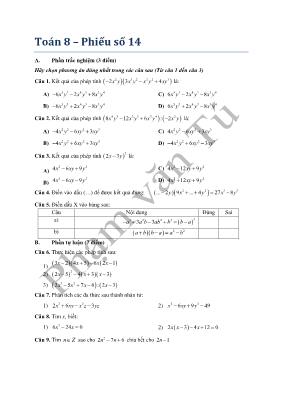 Toán 8  Phiếu bài tập số 14